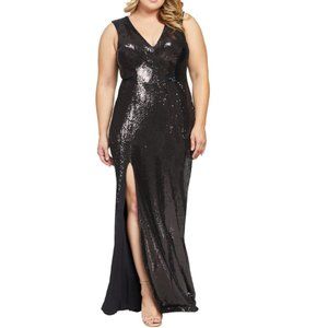 Dress The Population Sandy Sequin Gown in Black